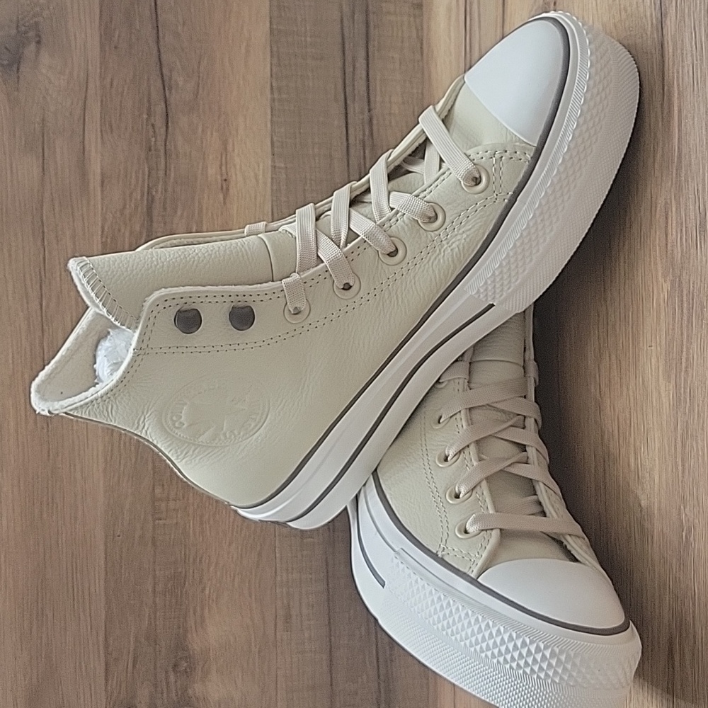 Converse Women's Off-White High-Top Sneakers - Picture 6 of 14